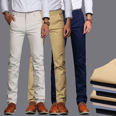 Knitted Fabric Trousers for Men's Formal Cotton Pants in Khaki Color from XMAMLON RTS