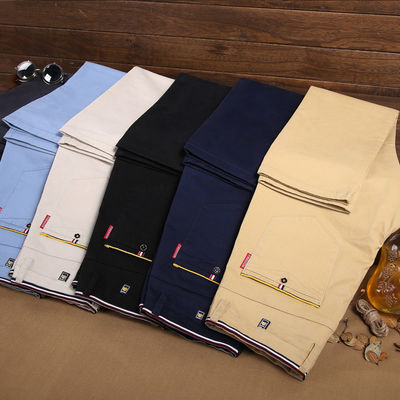 Knitted Fabric Trousers for Men's Formal Cotton Pants in Khaki Color from XMAMLON RTS