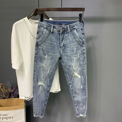 WASHED Designer Men's Pants Jeans Slim Trousers For Men Cropped In-Stock Items
