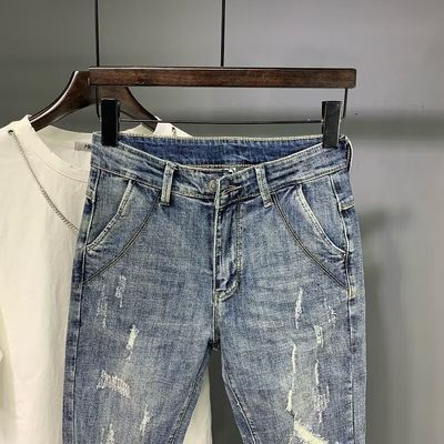 WASHED Designer Men's Pants Jeans Slim Trousers For Men Cropped In-Stock Items