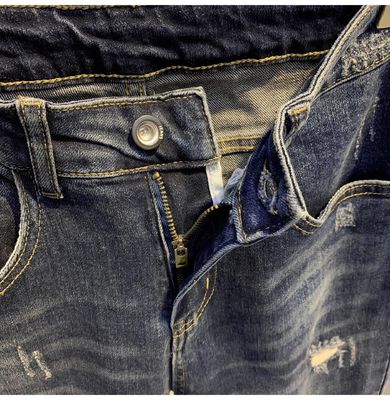 Mid Waist XMAMLON Men's Hip Hop Streetwear Skinny Ripped Damage Jeans Pants Trousers