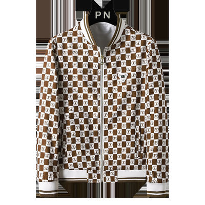 Coat Mens Jacket Stand Slim Vintage Decoration Print Mens Coat Fashion Casual Sports