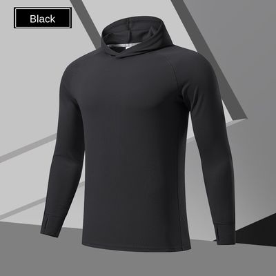 100% Polyester Printed Digital Printing Black Hoodie Men's Cropped Hoodie Sweatsuits