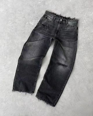 Custom Wide Leg Pants Mid Waist Denim Baggy Tears Jeans Women Plus Size Men's Trousers