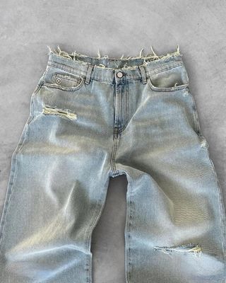 Custom Wide Leg Pants Mid Waist Denim Baggy Tears Jeans Women Plus Size Men's Trousers