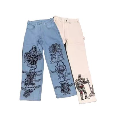 Design RTS Custom Loose Denim Baggy Jeans for Men and Women Straight Fit Boyfriend Jeans