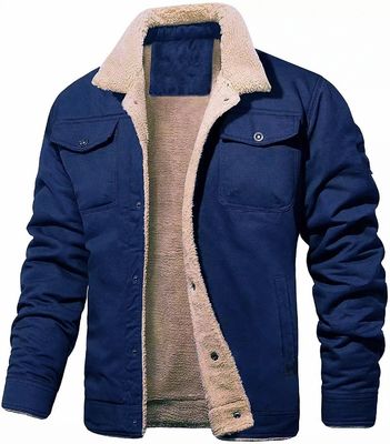NO Seamless Fusing Men's Winter Coat with Cotton Fleece Cargo and Print Pattern