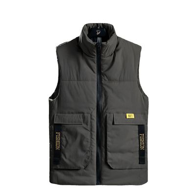Men's Thickened Cotton Vest with Jacquard Pattern Regular Length No Hooded Winter 2024