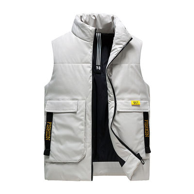 Men's Thickened Cotton Vest with Jacquard Pattern Regular Length No Hooded Winter 2024