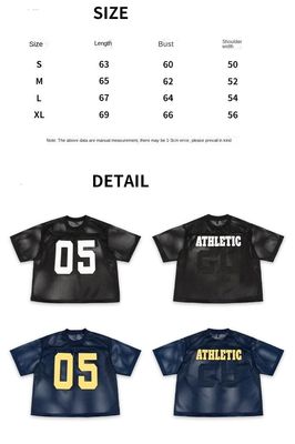 Heat-transfer Printing Boxy Mesh Jersey Tee for Men's Sports Apparel in Knitted Fabric