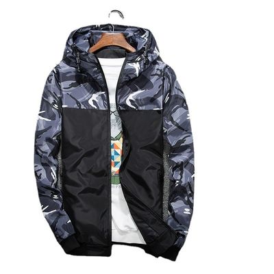 Loose Fit Men's Slim Coat with Camouflage Pattern and Raccoon Decoration