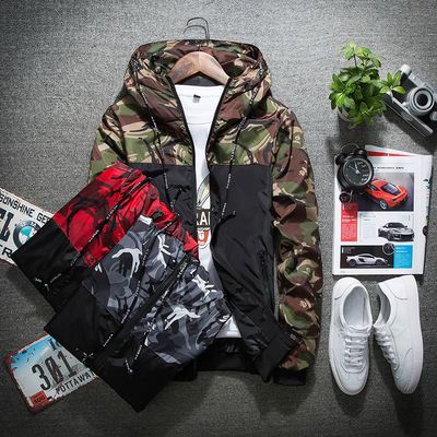Loose Fit Men's Slim Coat with Camouflage Pattern and Raccoon Decoration