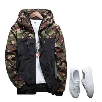 Loose Fit Men's Slim Coat with Camouflage Pattern and Raccoon Decoration