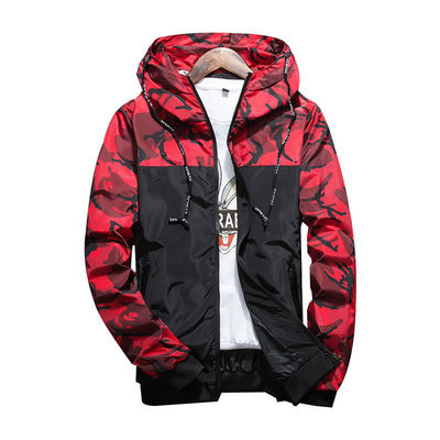 Loose Fit Men's Slim Coat with Camouflage Pattern and Raccoon Decoration