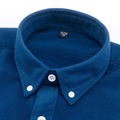 NO Needle Detection Woven Shirts for Men M-5XL Long Sleeve Plain Dyed Polos Corduroy
