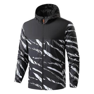 Plus Size Men's Hooded Trench Coat with Windproof Protection and 3D Print Decoration