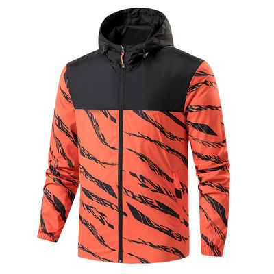 Plus Size Men's Hooded Trench Coat with Windproof Protection and 3D Print Decoration
