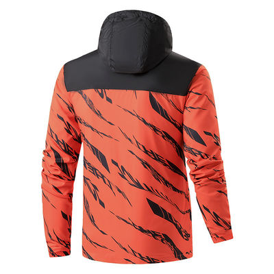Plus Size Men's Hooded Trench Coat with Windproof Protection and 3D Print Decoration