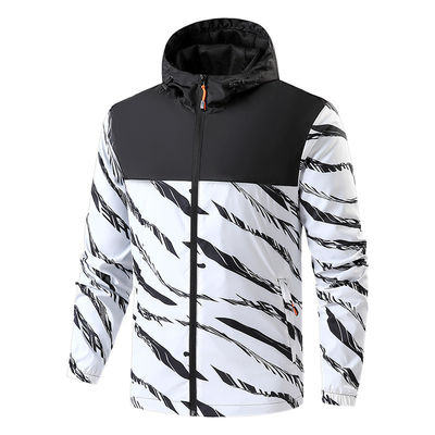 Plus Size Men's Hooded Trench Coat with Windproof Protection and 3D Print Decoration