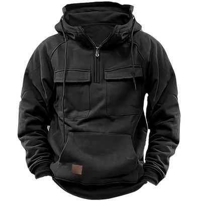 Solid Color Men's Pullover Hoodie Casual Sweatshirt Coat for Autumn and Winter R