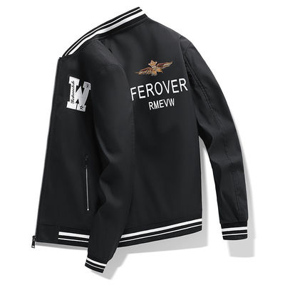 Outdoor Plus Size Men's Flight Suit Jacket with Seamless Fusing and Letter Embroidery