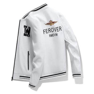 Outdoor Plus Size Men's Flight Suit Jacket with Seamless Fusing and Letter Embroidery