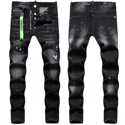 Color Blocking Print Pattern Men's Denim Jeans for Custom Logo and Hand Drawn Design