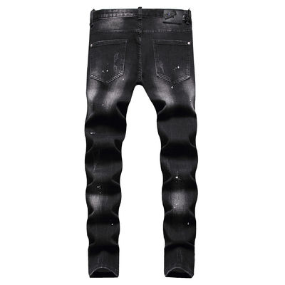 Color Blocking Print Pattern Men's Denim Jeans for Custom Logo and Hand Drawn Design