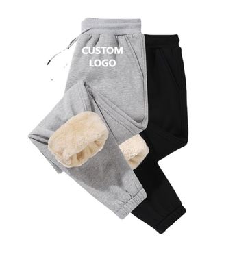 Casual Style Drawstring Waist Winter Thick Sherpa Fleece Joggers for Men's Sweatpants