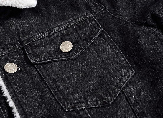 Men's Velvet Hoodie Denim Coat Winter Plus Size Black Slim Fit Thick Lambskin Wool Jacket