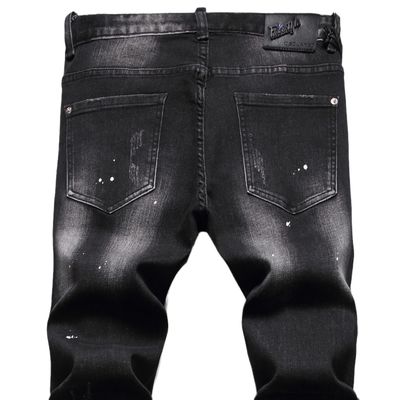Color Blocking Print Pattern Men's Denim Jeans for Custom Logo and Hand Drawn Design