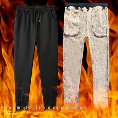 Casual Style Drawstring Waist Winter Thick Sherpa Fleece Joggers for Men's Sweatpants
