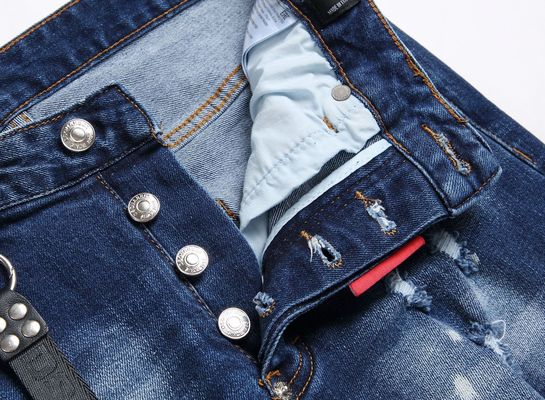 Men's Worn Craft Slim Fit Mid Waist Baggy Jeans with Digital Printing Hanging Stickers