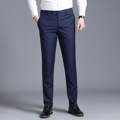 Anti-Shrink Loose Straight Men's Leisure Trousers for Business and Formal Occasions