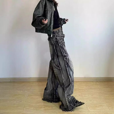 Polyester/Cotton Washed Y2K Oversize Wave Design Tie Dye Cargo Pants for Men and Women