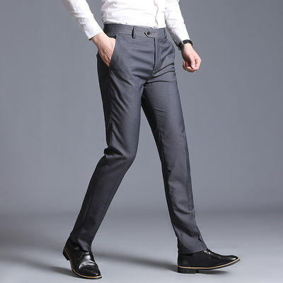 Anti-Shrink Loose Straight Men's Leisure Trousers for Business and Formal Occasions