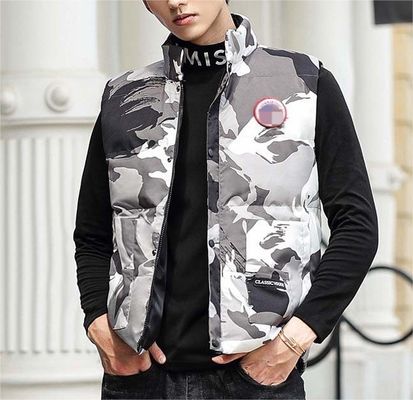 Printed White Duck Down Bodywarmer Regular Length Outdoor Men's Down Tactical Vest