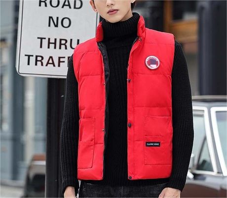 Printed White Duck Down Bodywarmer Regular Length Outdoor Men's Down Tactical Vest