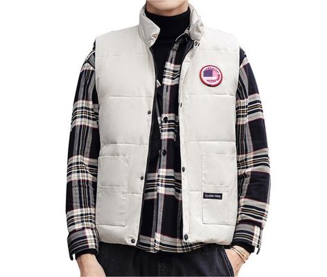 Printed White Duck Down Bodywarmer Regular Length Outdoor Men's Down Tactical Vest