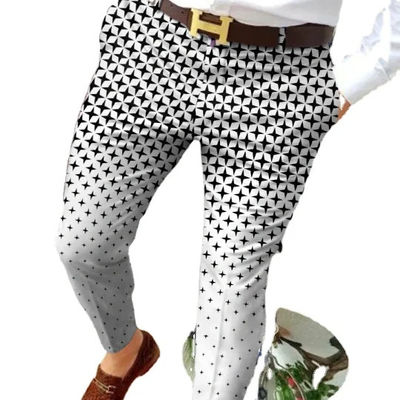 Affordable Tactical Print Pants for Men Spring Season Knitted Golf Elastic Trousers