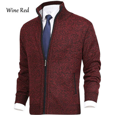 Spring Season Lapel Collar Men's Knit Coat Sweater Large Size Fashion Cardigan Zipper