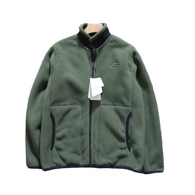 Embroidered polar fleece Unisex thickened warm stand collar men's jacket coat knitted