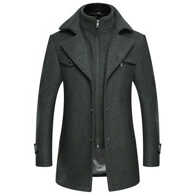 NO Needle Detection Fashion City 24-35Years old Men's Plus Size Double Collar Woolen Coat