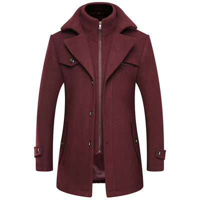 NO Needle Detection Fashion City 24-35Years old Men's Plus Size Double Collar Woolen Coat