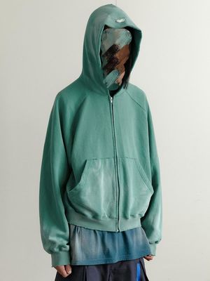 Vintage Zip Up Acid Wash Men's Hoodies Sweatshirts with and Regular Sleeve Style