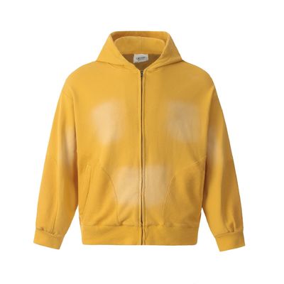 Men's Distressed Acid Wash Zip Up Hoodie in Custom Tie Dye Design for Streetwear