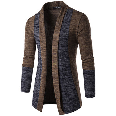 XMAMLON OEM Men's Casual Knitwear Long Sleeve Cardigan with Contrast Color Stitching