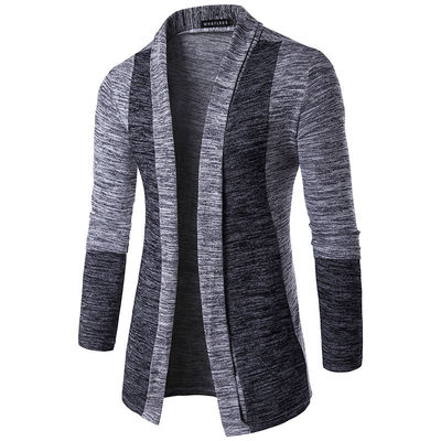 XMAMLON OEM Men's Casual Knitwear Long Sleeve Cardigan with Contrast Color Stitching