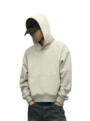 Men's Fleece Hoodie Cotton Heavy Weight Cropped Shoulder Boxy Tracksuits Hoodies For Men