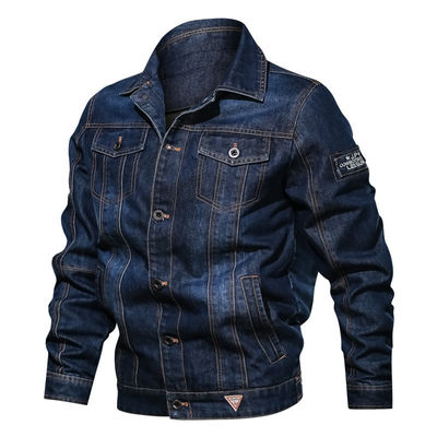 Custom Embroidery Men's Denim Jacket for Streetwear Single-breasted Placket Design